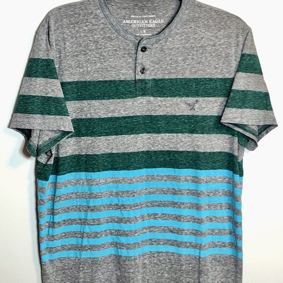 Men's Striped T-Shirt (L) | American Eagle - Picture 1 of 4